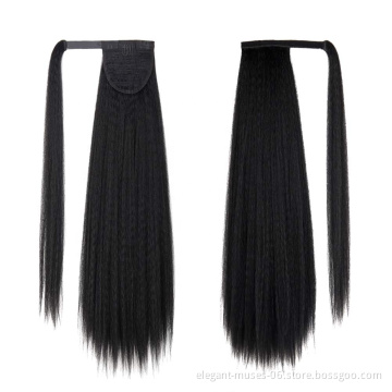 Kinky Straight synthetic Hair Ponytail Extension Yaki straight synthetic ponitail Hair Bundles Wholesale Vendors